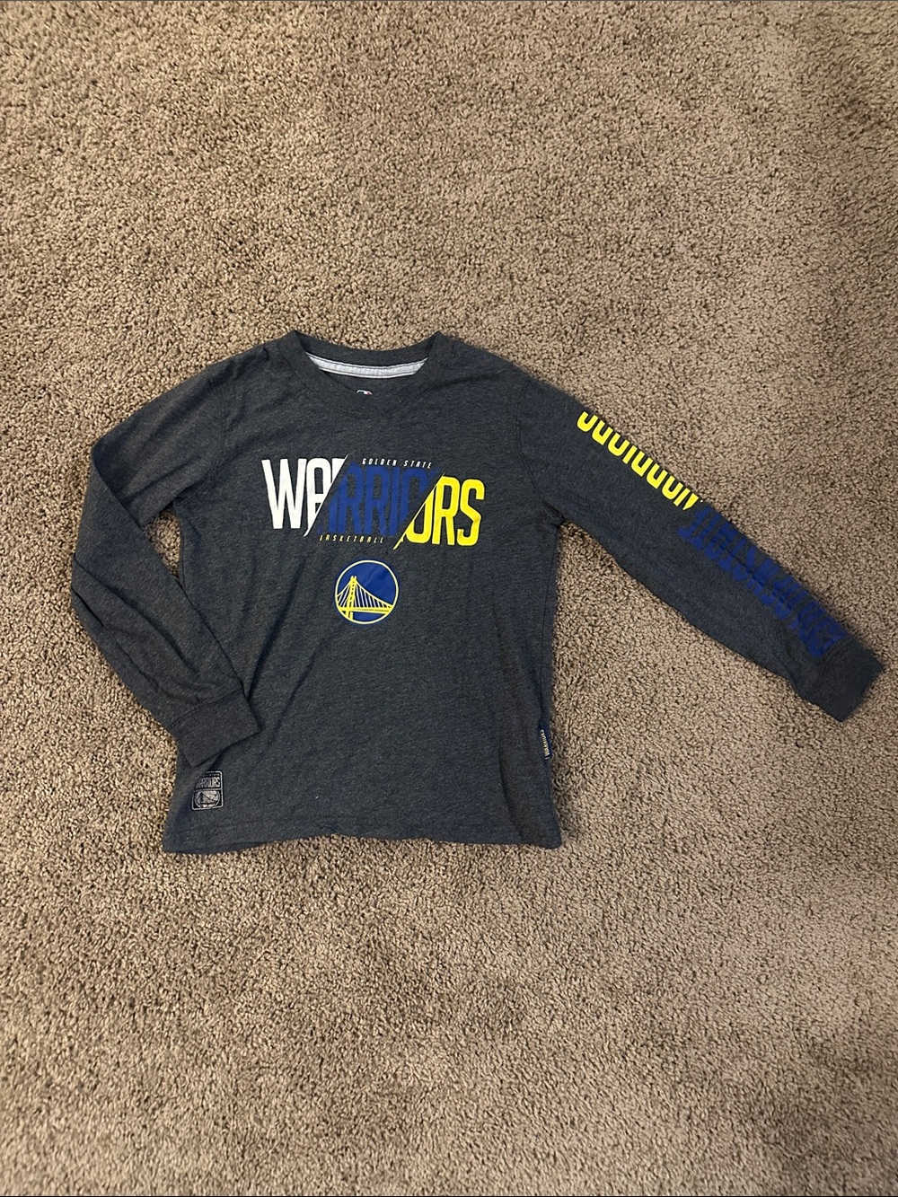 NBA Golden State Warriors Long-Sleeve Tee in Navy and Yellow